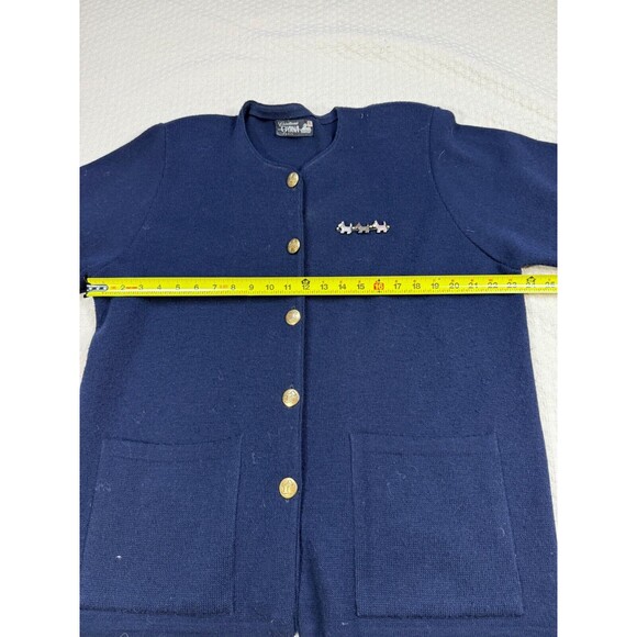 Vintage Paris Sweater Cardigan Yorkies Creation Gyrna | Navy | Womens Size XL - Picture 12 of 13